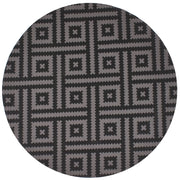 Tappeto rotondo per interni e per esterni con motivo geometrico ⌀ 160 cm nero e grigio stile moderno balcone patio