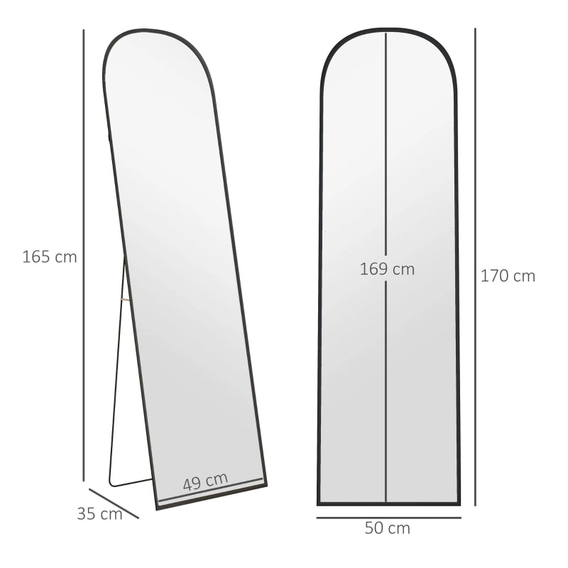 Specchio da terra 50x35x165 cm a figura intera in vetro; nero