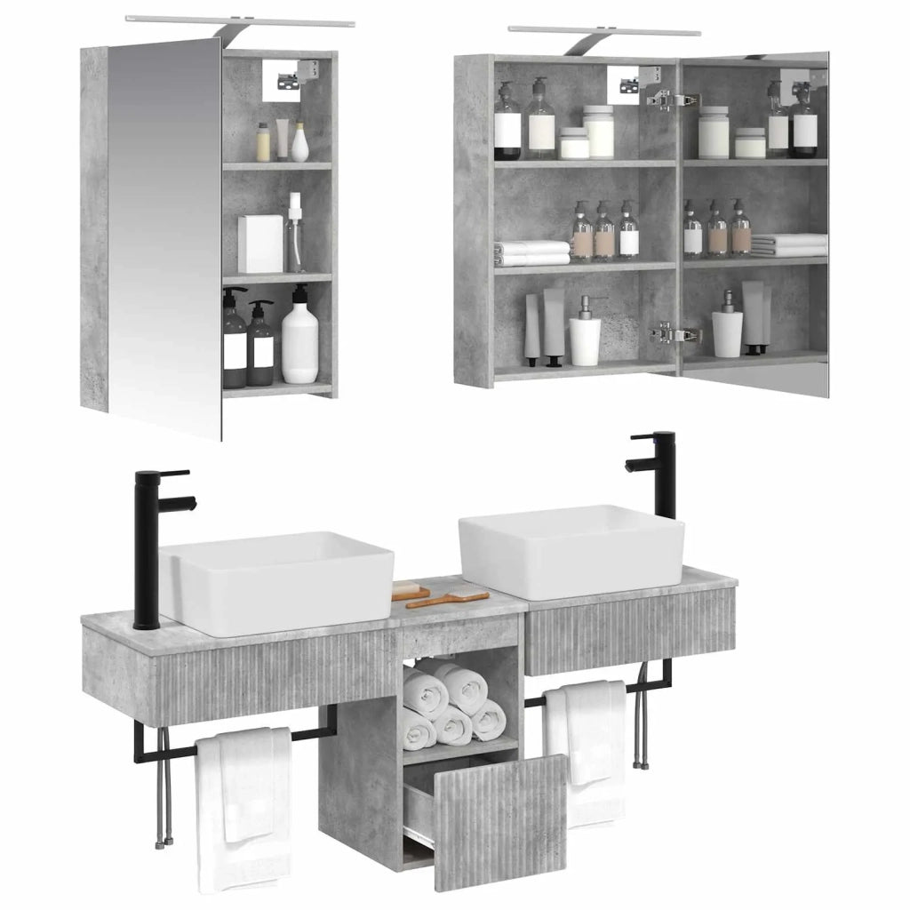 Set di Armadi da Bagno 5 pcs Grigio Cemento 50 x 14,5 x 70 cm 3406314
