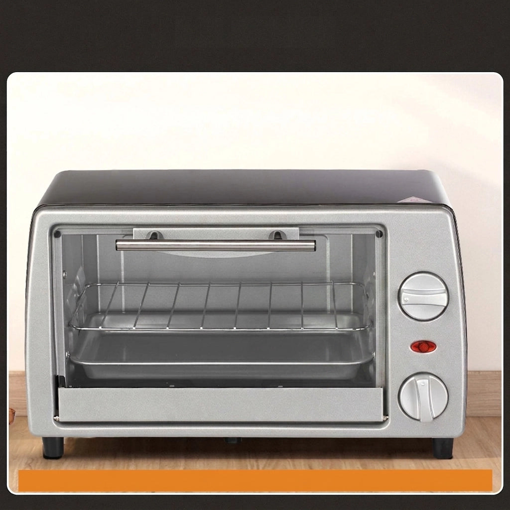 Mini Forno Elettrico 10 L 750 W Argento e Nero con Temperatura 100-230°C; Timer 60 Min; Teglia e Griglia