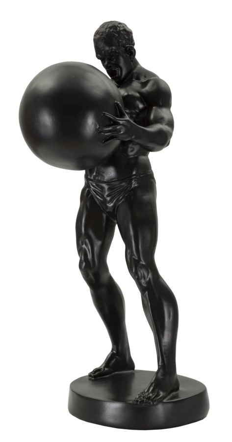 Statuetta Atlas 18,5x20,5x43,5 cm in Resina Nero e Oro