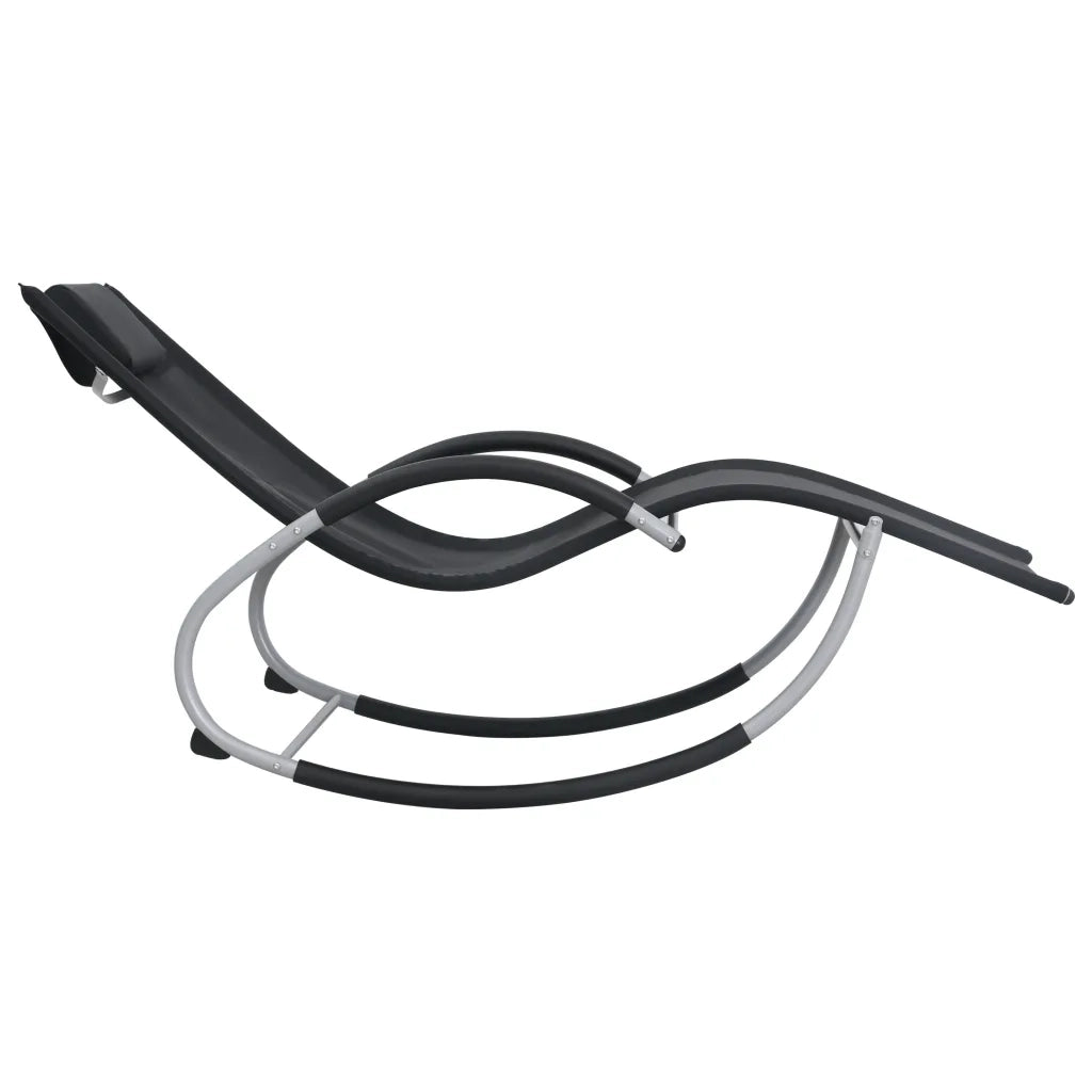 Lettino Prendisole con Cuscino Nero in Textilene 47788