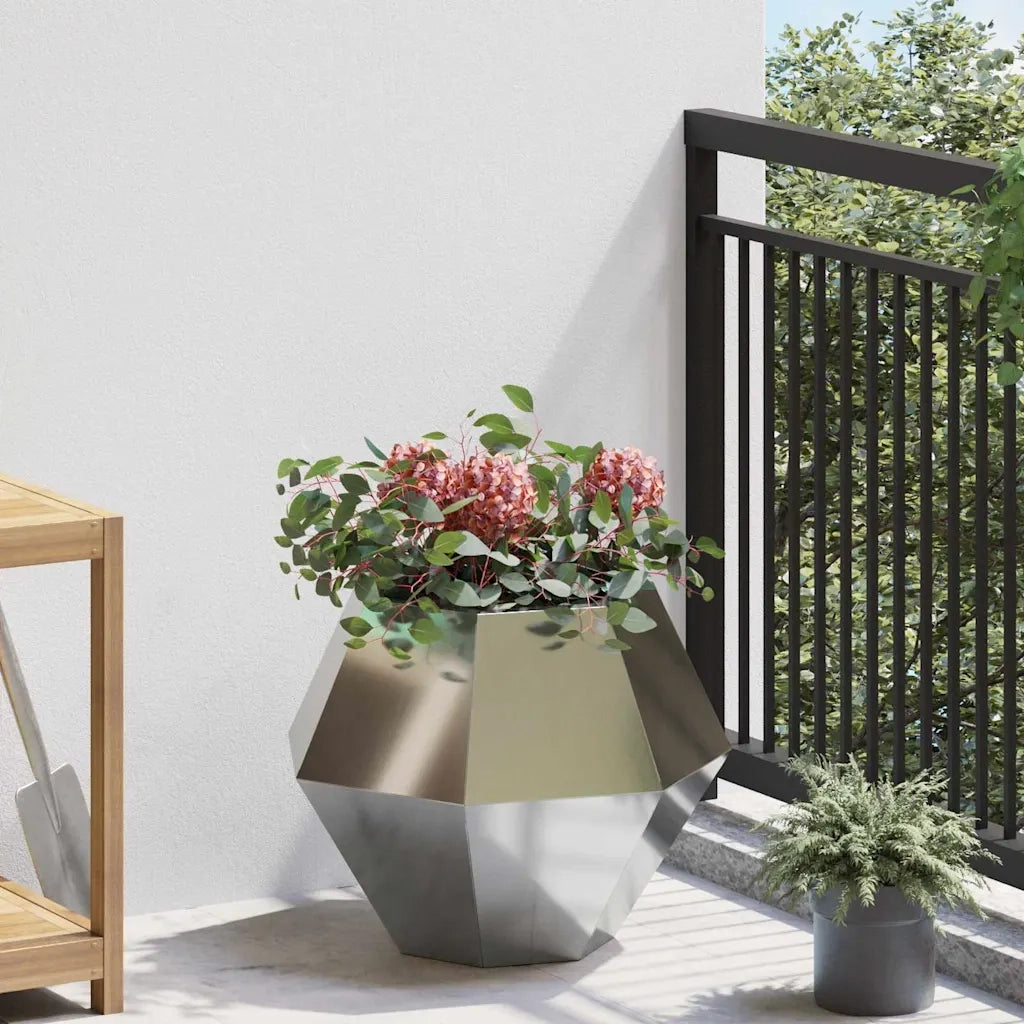 2 pz Fioriera | Cassetta per fiori | Vaso Argento 50 x 50 x 40 cm Acciaio zincato