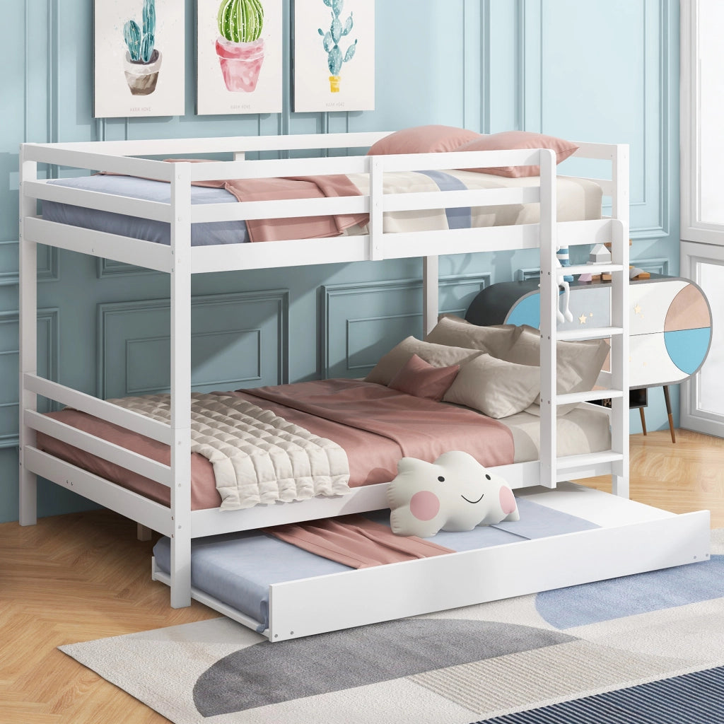 LETTO a castello 140x200 cm con letto estraibile in pino e MDF bianco