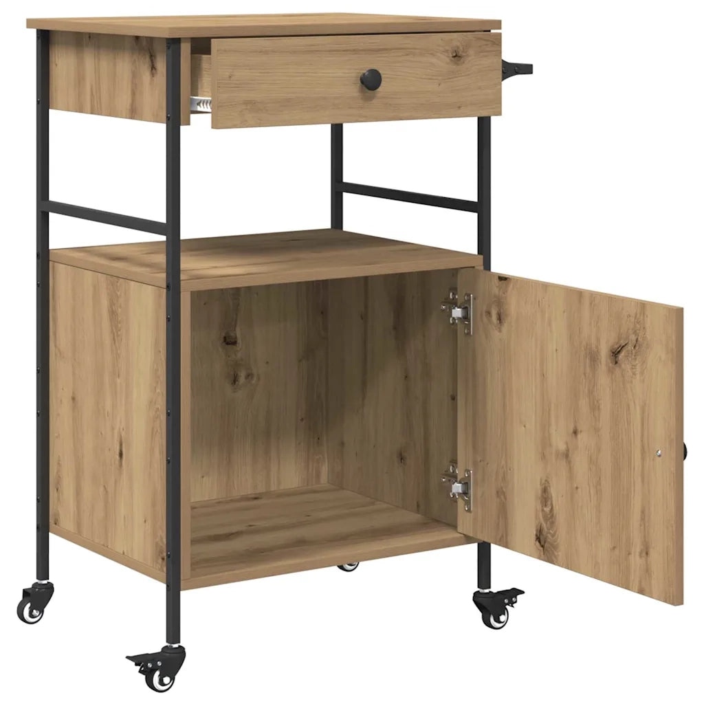 Carrello da Cucina-Scaffale per Cucina Rovere artigianale 56 x 43 x 89,5 cm