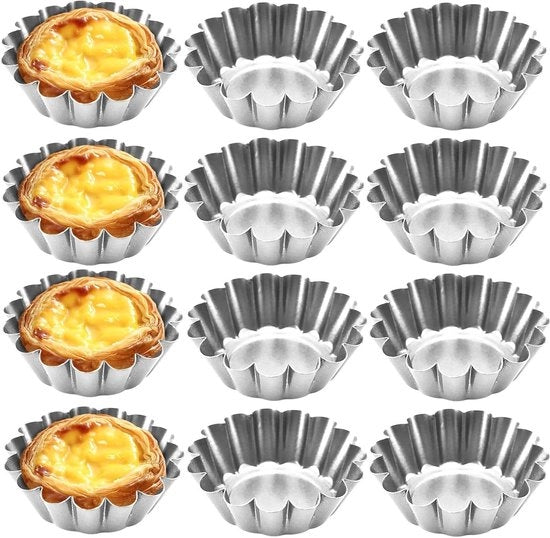 Set di 30 mini teglie in acciaio a forma di torta per albume da DIY - Forme per cupcake non adesive per feste e picnic