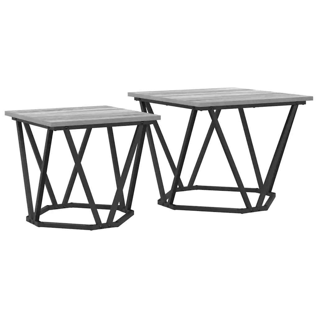 Set tavolini 2 pcs Grigio Sonoma Legno ingegnerizzato e acciaio 868270