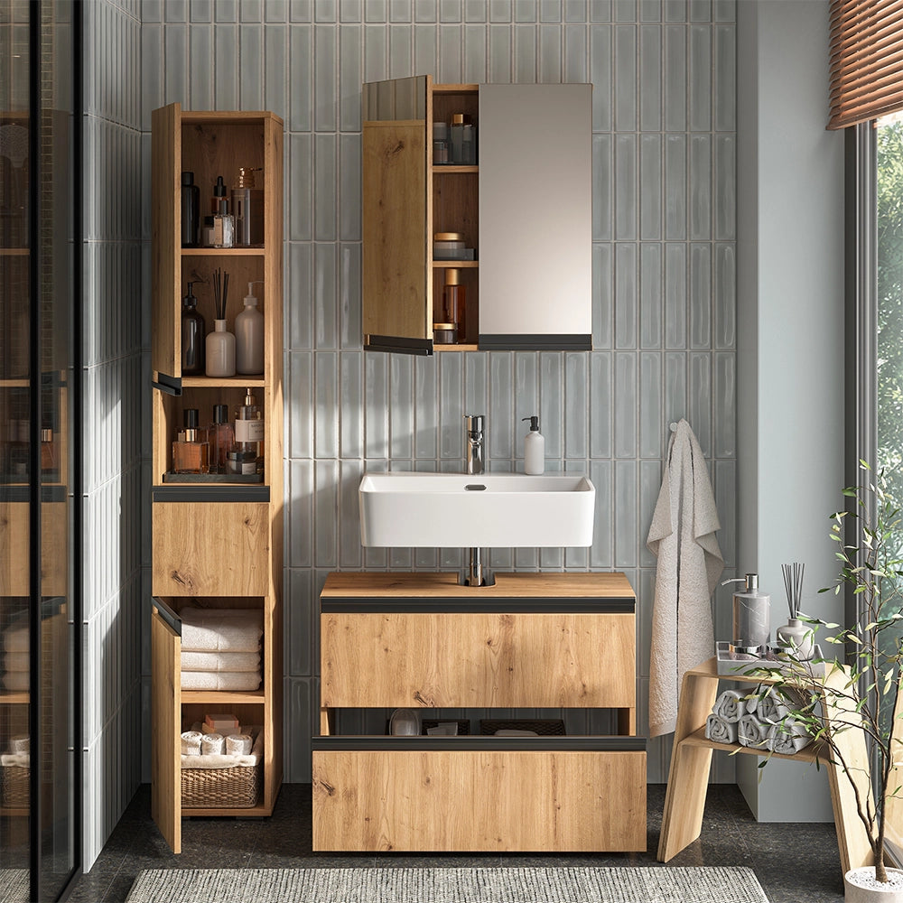 Vicco Set di mobili da bagno Artigiano 3 parti, con colonna