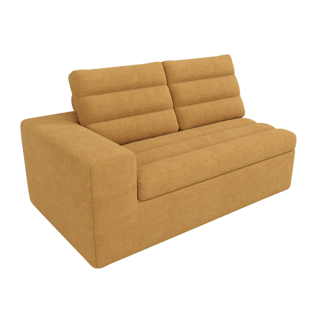 Divano angolare modulare a L in chenille arancione con pouf, 253x161x89 cm