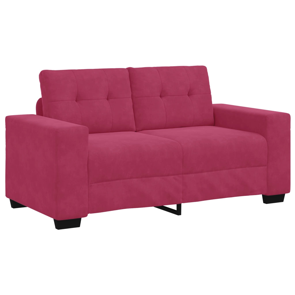 Set Divano 3 Pezzi con Cuscini Velluto Rosso Vino