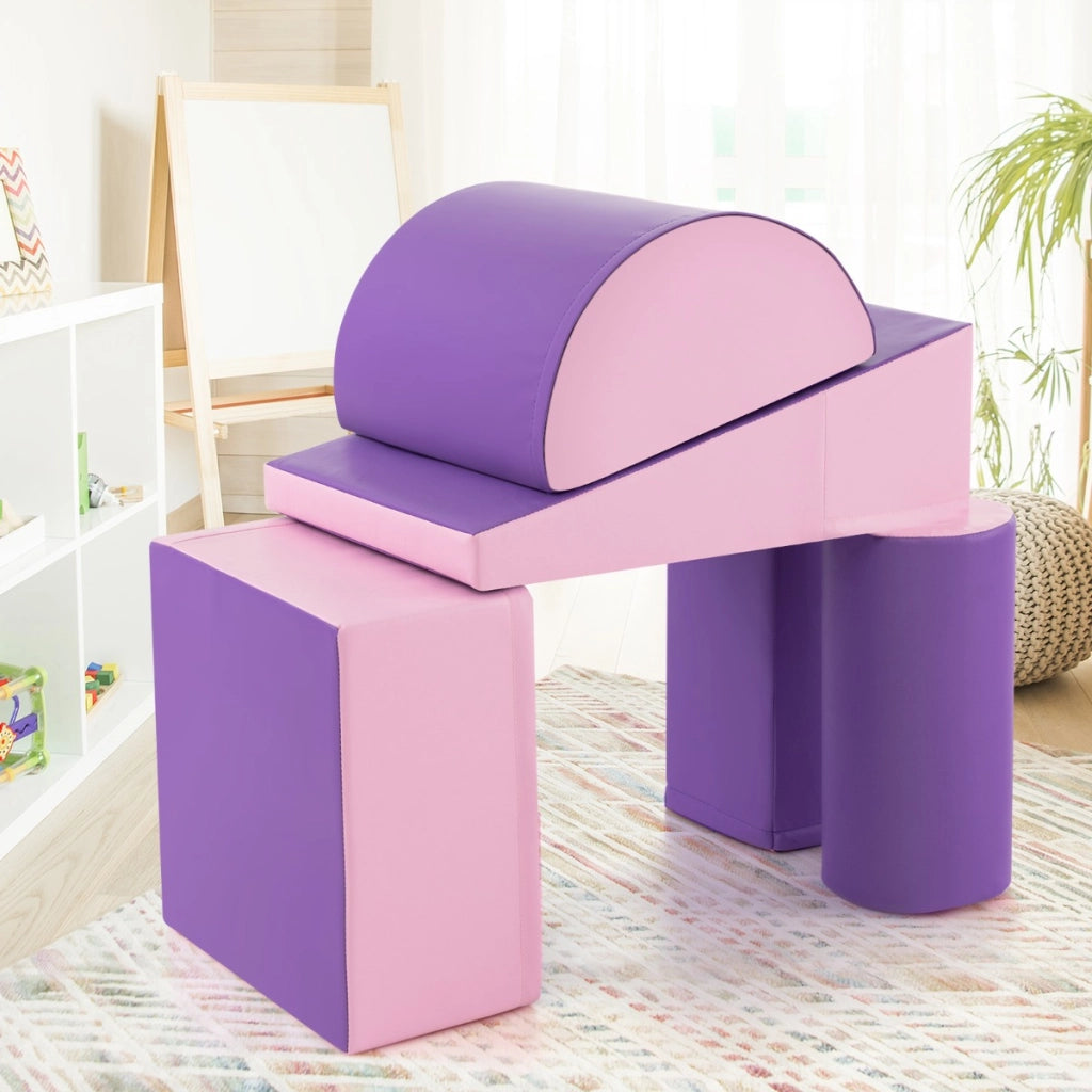 Set di gioco da arrampicata per bambini da 5 pezzi, Strutture di gioco in schiuma impermeabili Viola