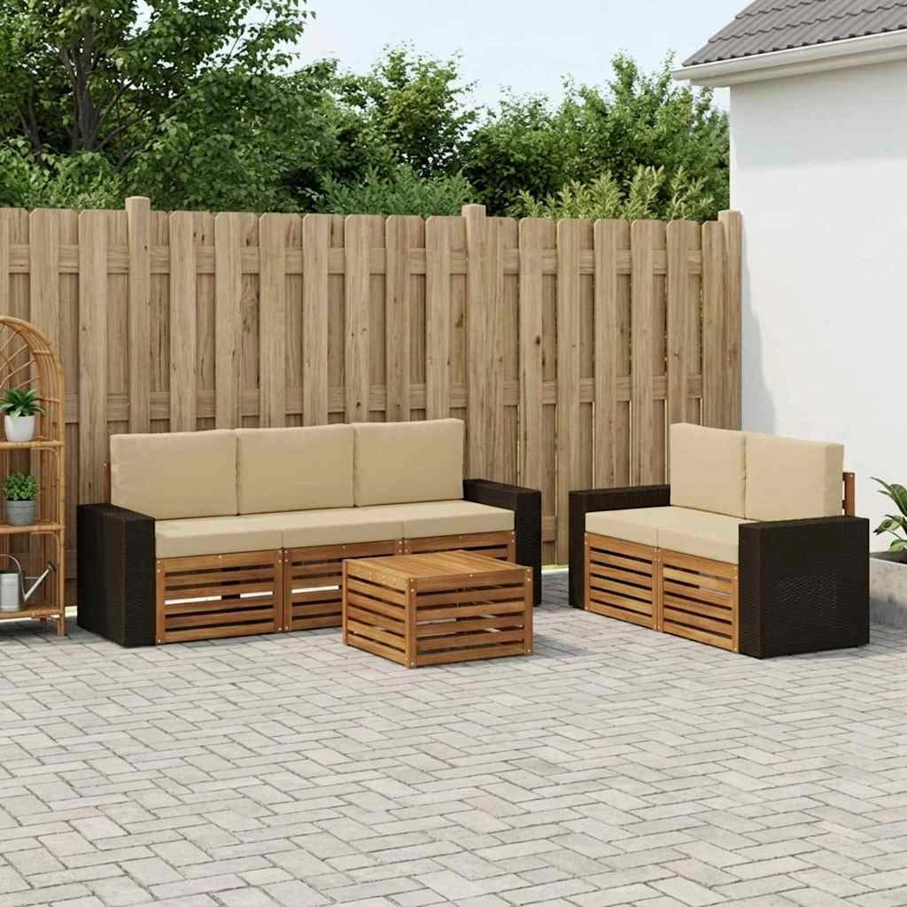 Set di divani da esterno 6 pz Naturale e Beige 3384034