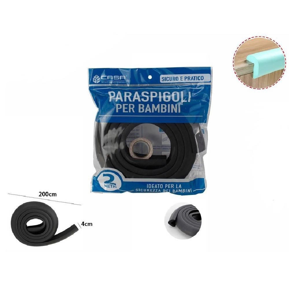 Trade Shop - Paraspigoli Sicurezza Bordo Tavolo Coprispigoli Bambini Neonati 2 Mt Nero 69632 -