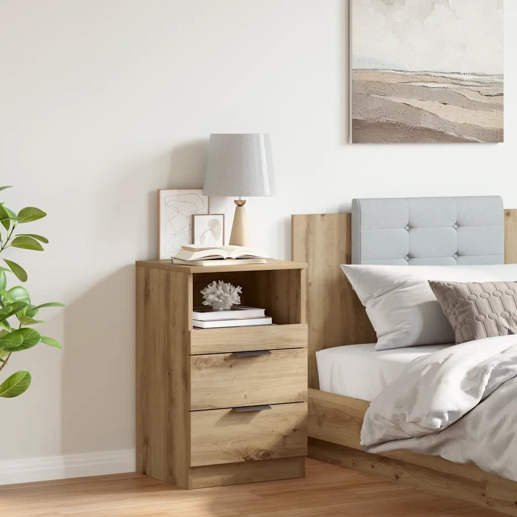 Comodino | Armadio da Notte | Mobiletto da notte Rovere Artigianale 40x36x65 cm in Legno Multistrato
