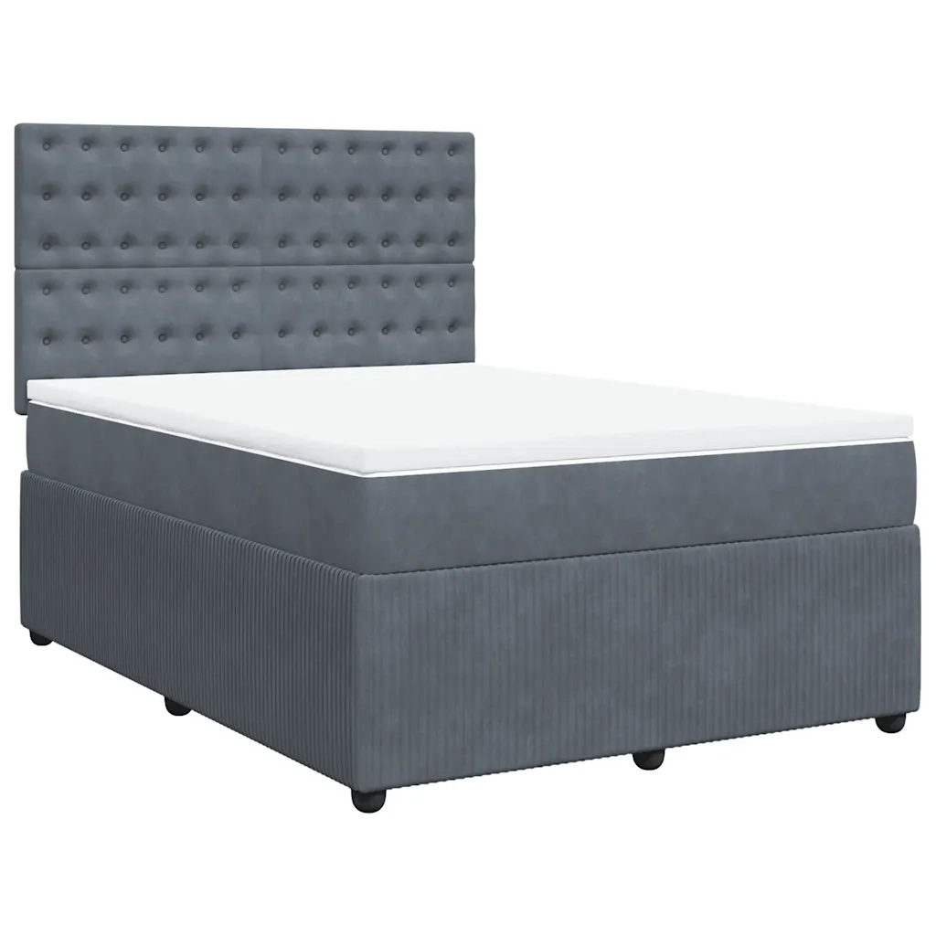 Giroletto a Molle con Materasso Grigio Scuro 160x200 cm Velluto