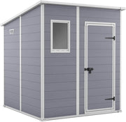 Casetta da Giardino Porta Attrezzi 183,5x185x200 cmin Resina Effetto Legno Keter Manor Pent 6x6 Grigia