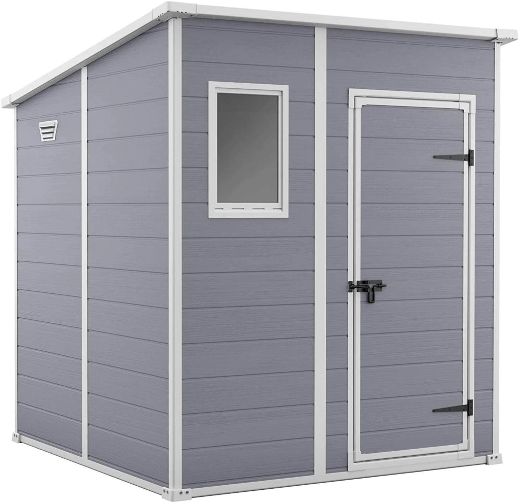 Casetta da Giardino Porta Attrezzi 183,5x185x200 cmin Resina Effetto Legno Keter Manor Pent 6x6 Grigia