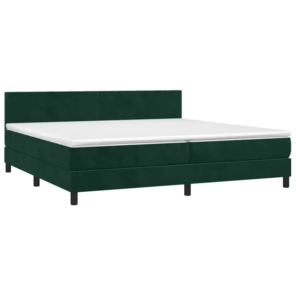 Giroletto a Molle con Materasso Verde Scuro 200x200 cm Velluto cod mxl 63179