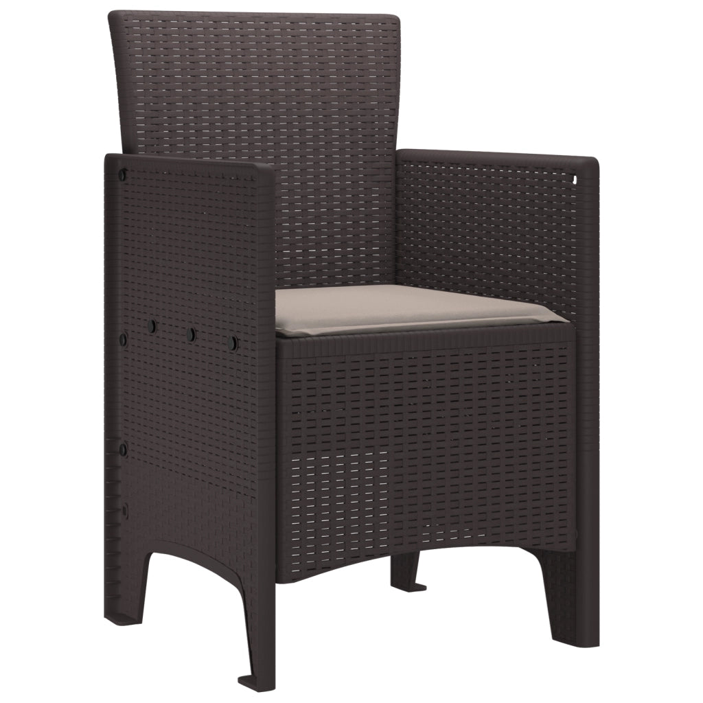 Sedie da giardino con cuscini 4 pz Marrone Polirattan