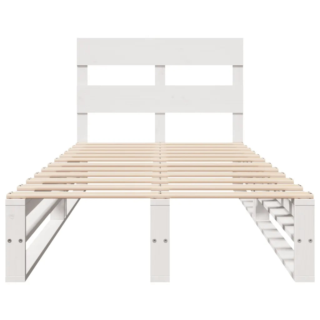 Letto senza Materasso Bianco 75x190 in Legno Massello di Pino 850819