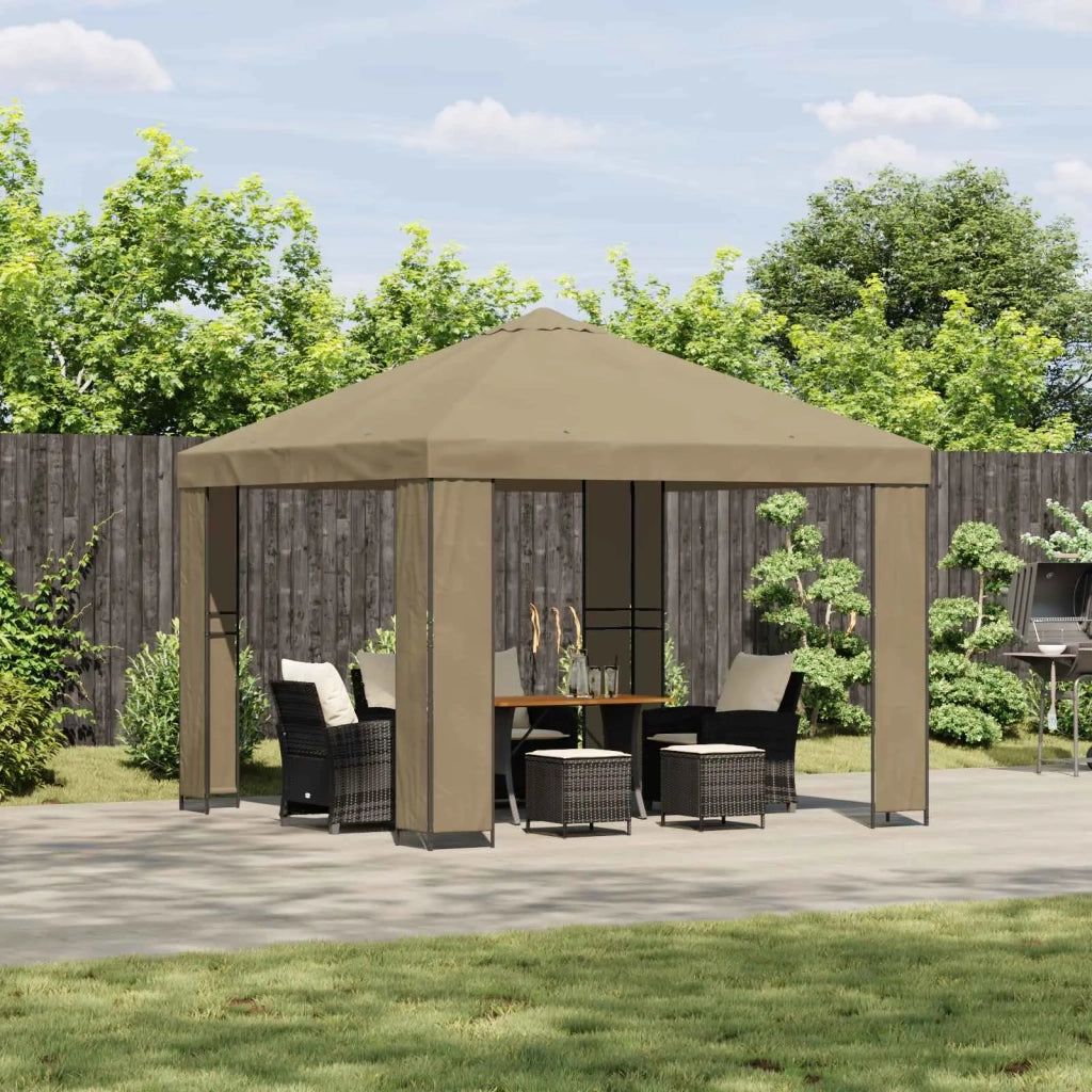Gazebo | Pergolato 3 x 3 m Beige Poliestere e Acciaio 190 gsm