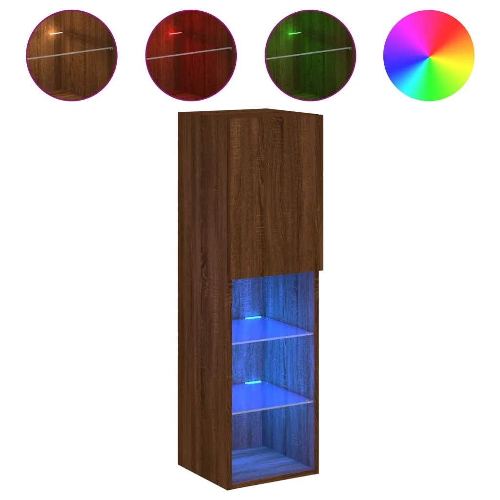 Mobile TV con Luci LED Rovere Marrone 30,5x30x102 cm 837027
