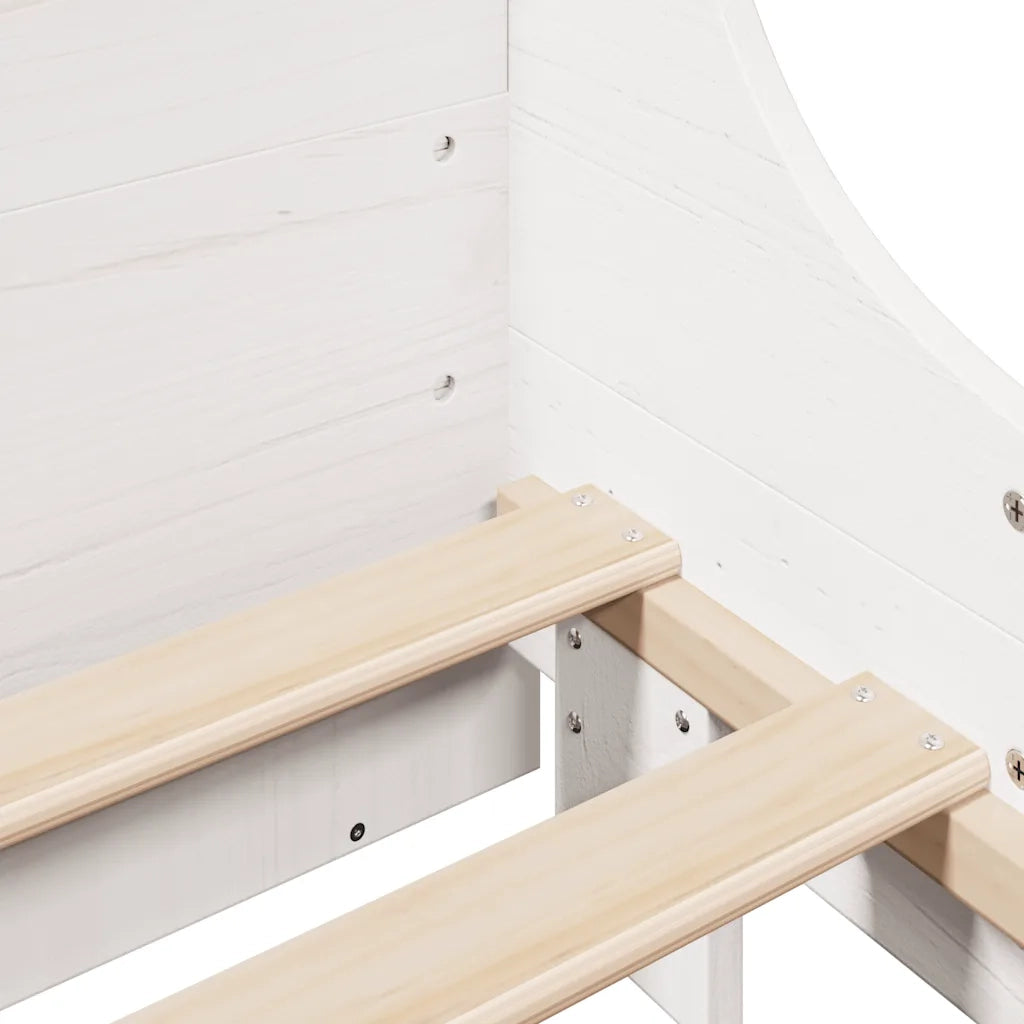 Letto Libreria senza Materasso Bianco 180x200 cm Legno Massello 3323798