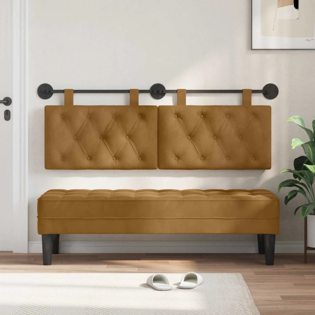 Testiera | Testata sospesa Con luce LED Marrone Velluto
