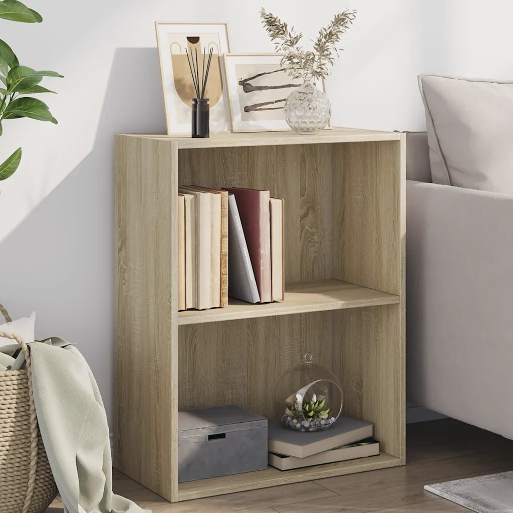 Libreria 2 Ripiani-Scaffale per Libri-Mobile di Stoccaggio Rovere Sonoma 60x30x76,5cm Legno Multistrato