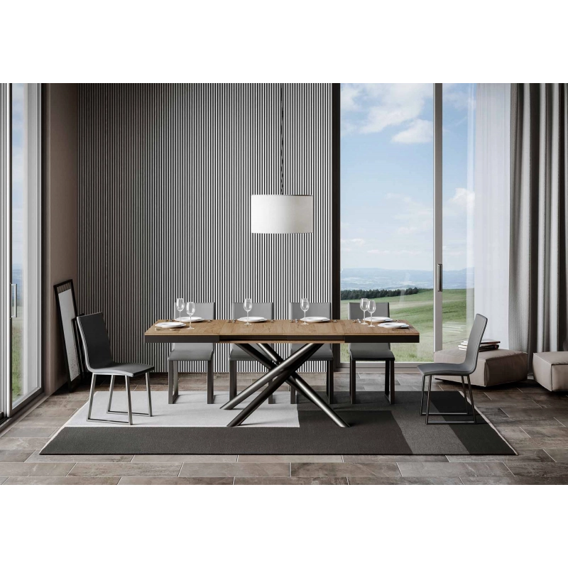 Tavolo allungabile 90x120/380 cm Famas Evolution telaio Antracite - Quercia Natura