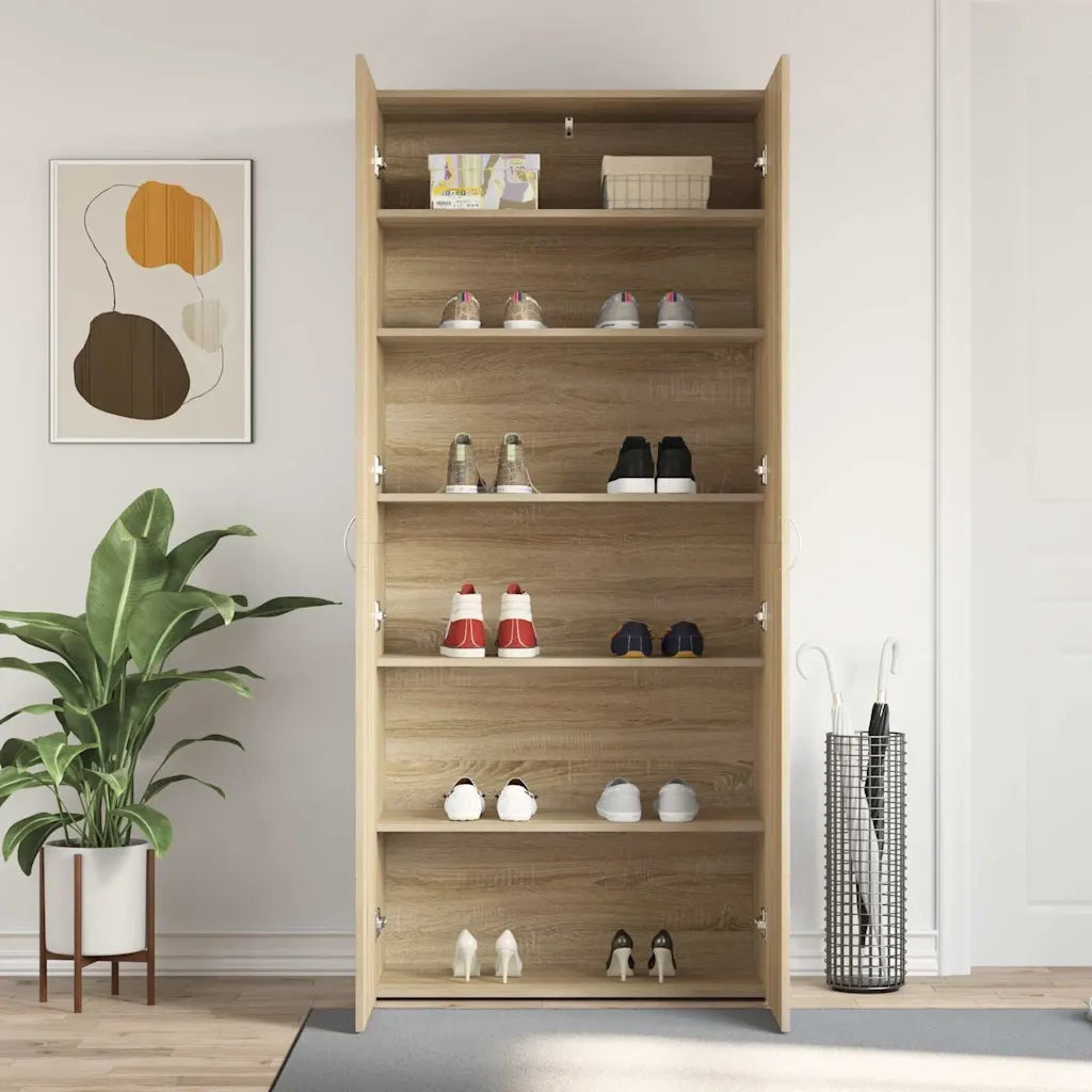 Mobile per scarpe Marrone 80 x 35.5 x 180 cm Legno multistrato 3333838