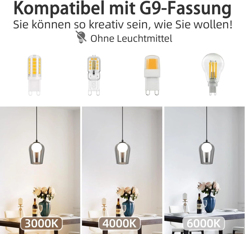 Lampada a sospensione ZMH vintage da tavolo per soggiorno ovale grigio fumo G9 regolabile in altezza