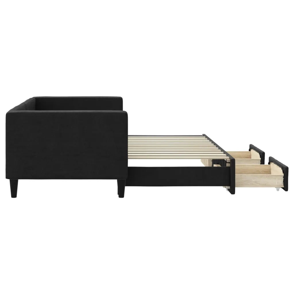Divano Letto Estraibile con Cassetti Nero 80x200 cm in Tessuto 3196611