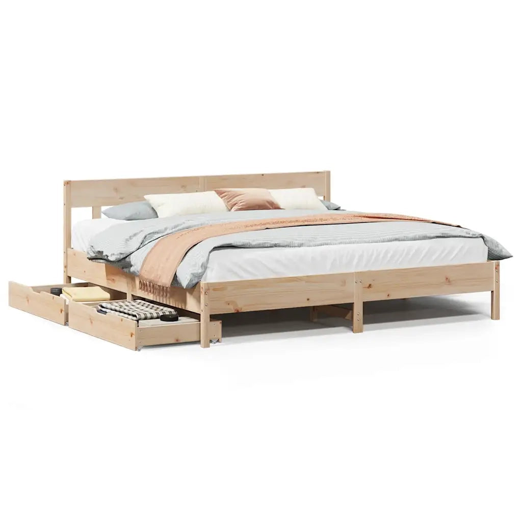 Letto senza Materasso 200x200 cm in Legno Massello di Pino