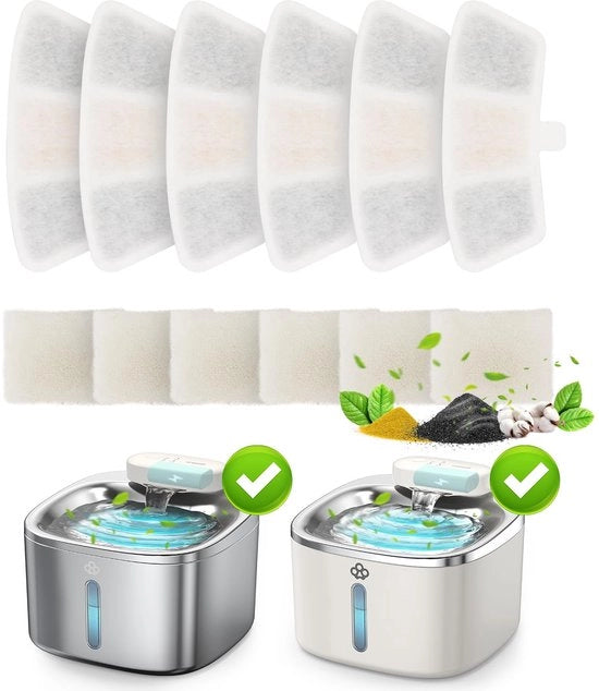 Filtro sostitutivo per fonte acqua per gatti in acciaio inossidabile da 3,5L, modello PW04 (lotto 6 pezzi)