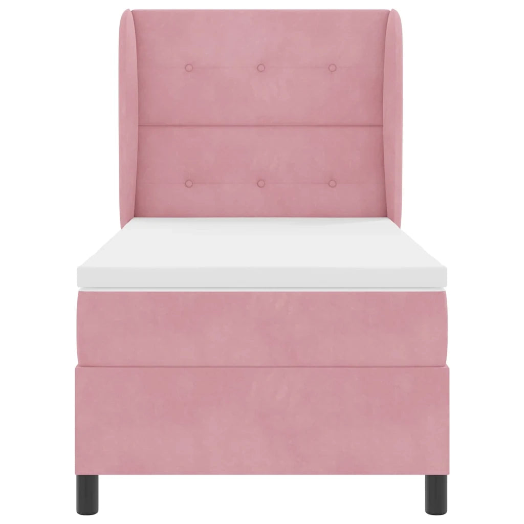 Letto singolo | Letto per adulti | Letto a molle con materasso Rosa 200 x 80 cm Velluto