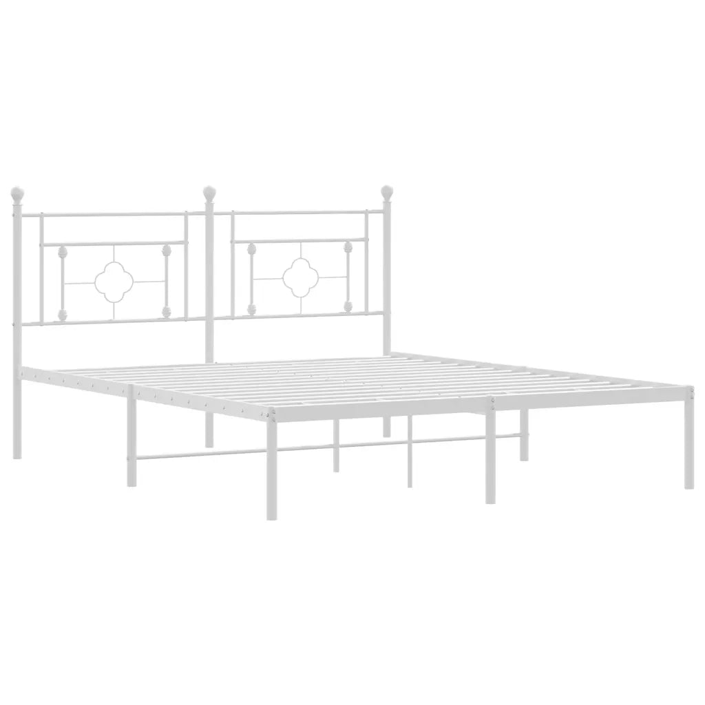 Giroletto con Testiera-Struttura Letto con testiera Metallo Bianco 160x200 cm 548036