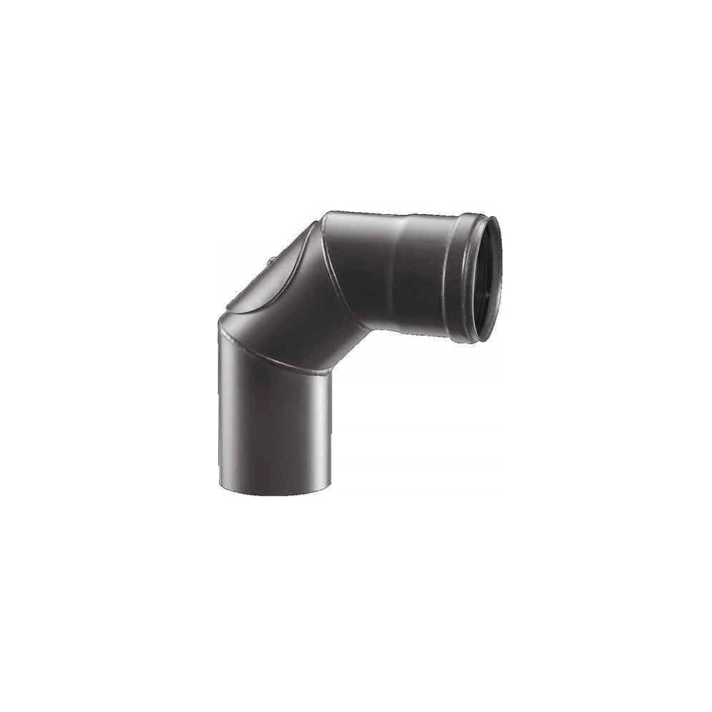 Curva 90°acciaio nero opaco c/ispezione Ø80 canna fumaria pellet stufa guarnizione