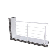 Ringhiera Parapetto in Alluminio Argento Opaco 200x100cm a Fissaggio a Pavimento, con supporto di collegamento a Parete