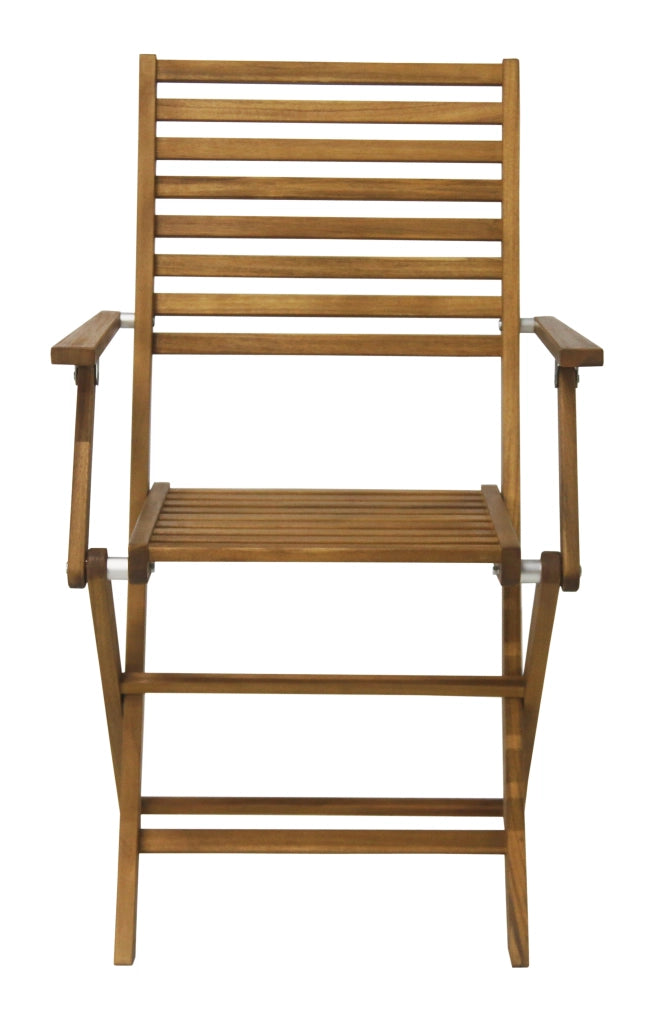 Set 2 Sedie da Giardino Pieghevoli 56x53x92 cm con Braccioli in Legno Naturale