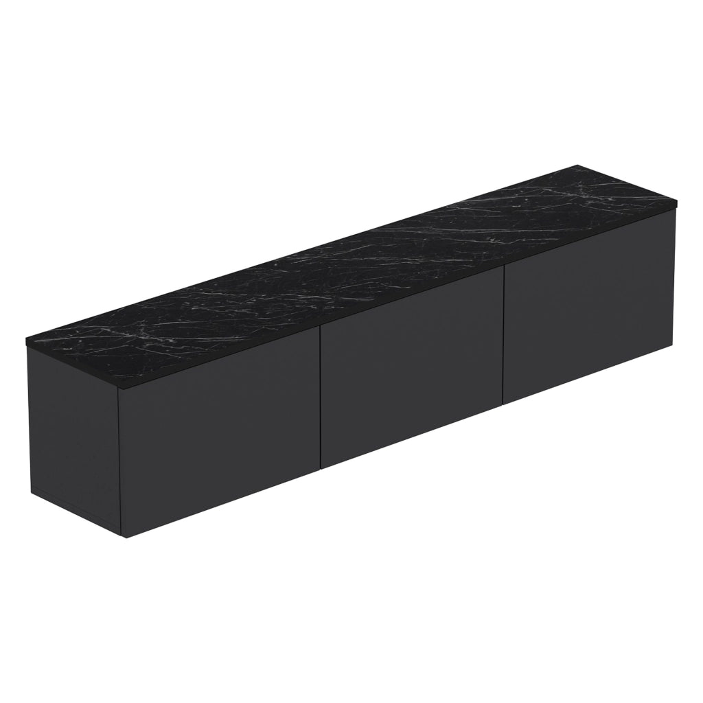Marazzi, Mobile Porta tv Luci led Incluse, 160x32x35h cm Nero Antracite