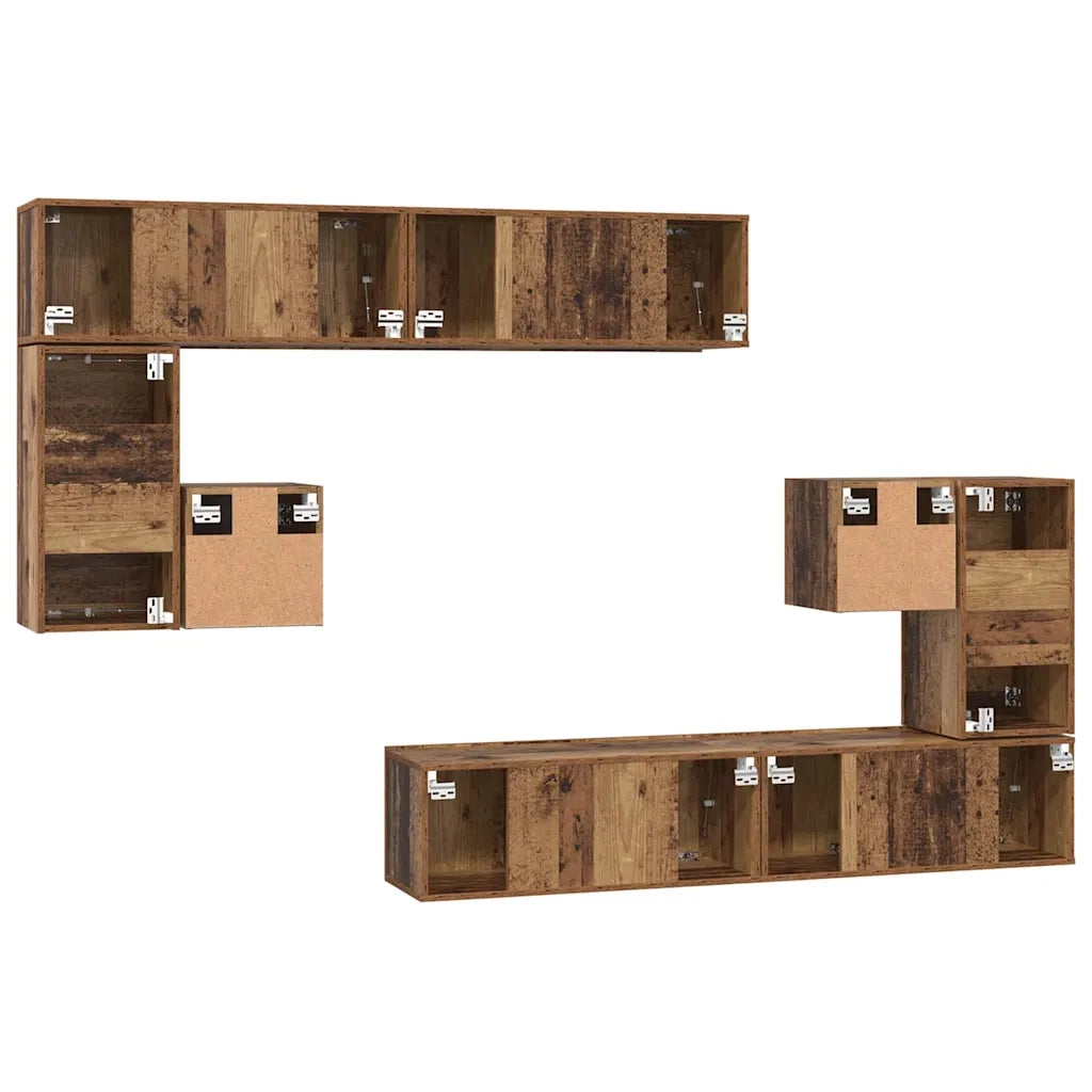 vidaXL Set mobile TV 8 pcs Legno vecchio Media 30.5 x 30 x 30 cm