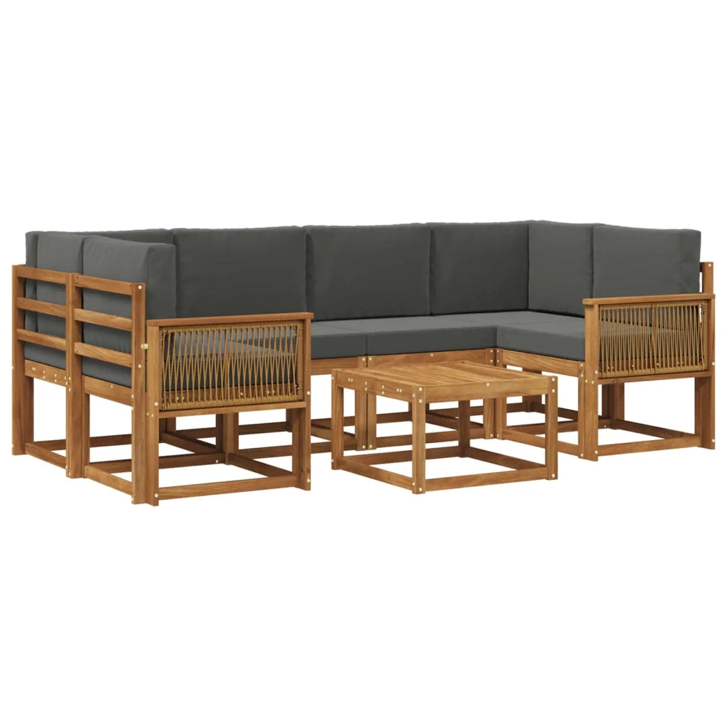 Set di divani da esterno 7 pz Naturale e Antracite Poliestere 3385038