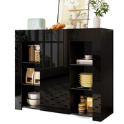 Credenza Moderna con Ante e Ripiani in Vetro ¨C MINIMAL ¨C Bianco Lucido, 95x35x83 cm