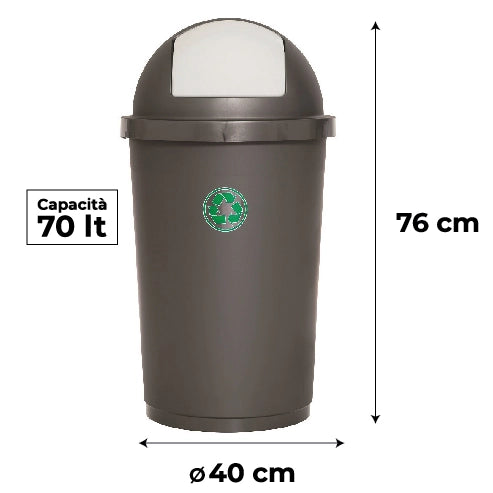 PATTUMIERA BASCULANTE PER RACCOLTA DIFFERENZIATA 70LT RICICLO CARTA