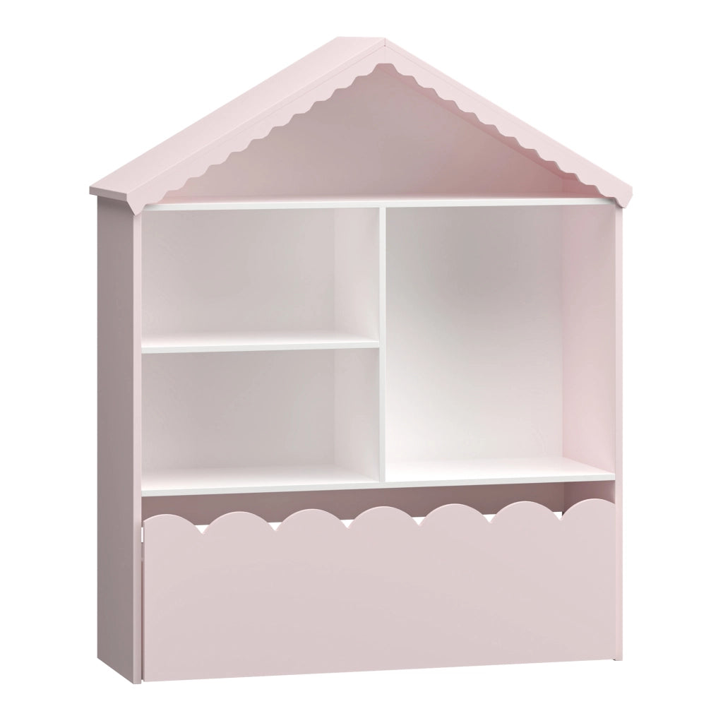 Scaffale Vestnes con 4 Vani Portaoggetti e Cassetto per Cameretta - Rosa/Bianco [en.casa]