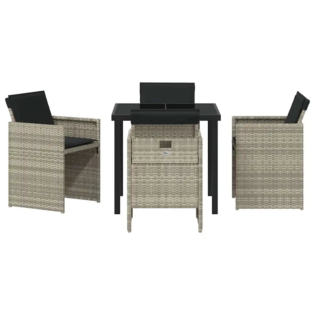 Set da Pranzo per Giardino 5 pcs Grigio chiaro polyrattan