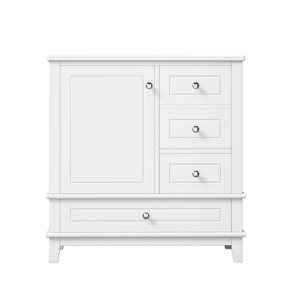 Mobile bagno a terra 81 cm con lavabo e 3 cassetti; in MDF e ceramica; bianco lucido