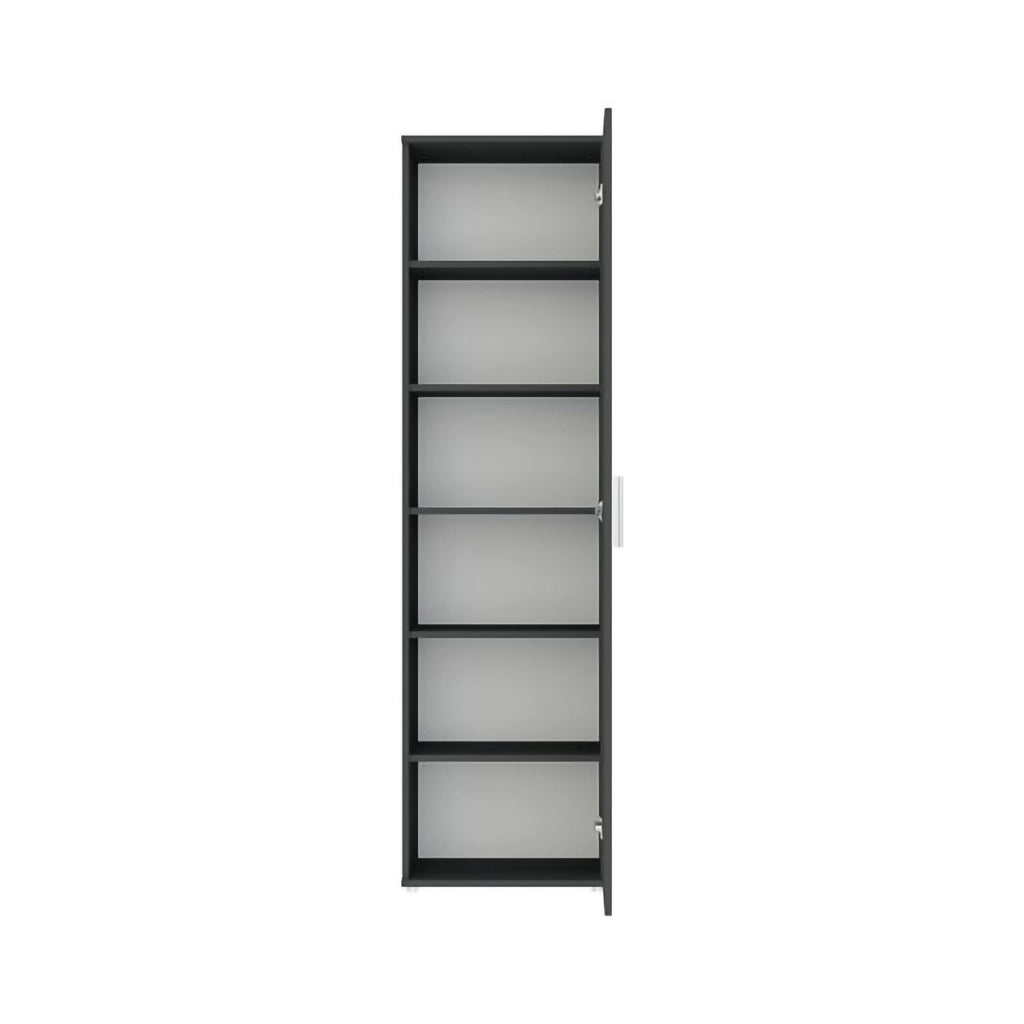 Lerosota, Armadio Multiuso 1 Anta 5 Ripiani, 50x185h cm Nero Antracite