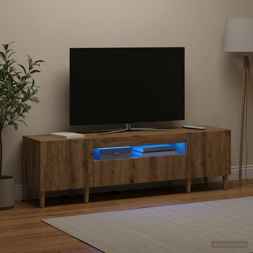 Mobile TV LED Rovere Artigianale Legno ingegnerizzato 897134